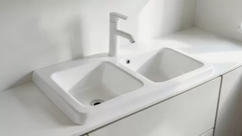 zlewozmywak dwukomorowy nakładany na szafkę 80x60 ceramiczny