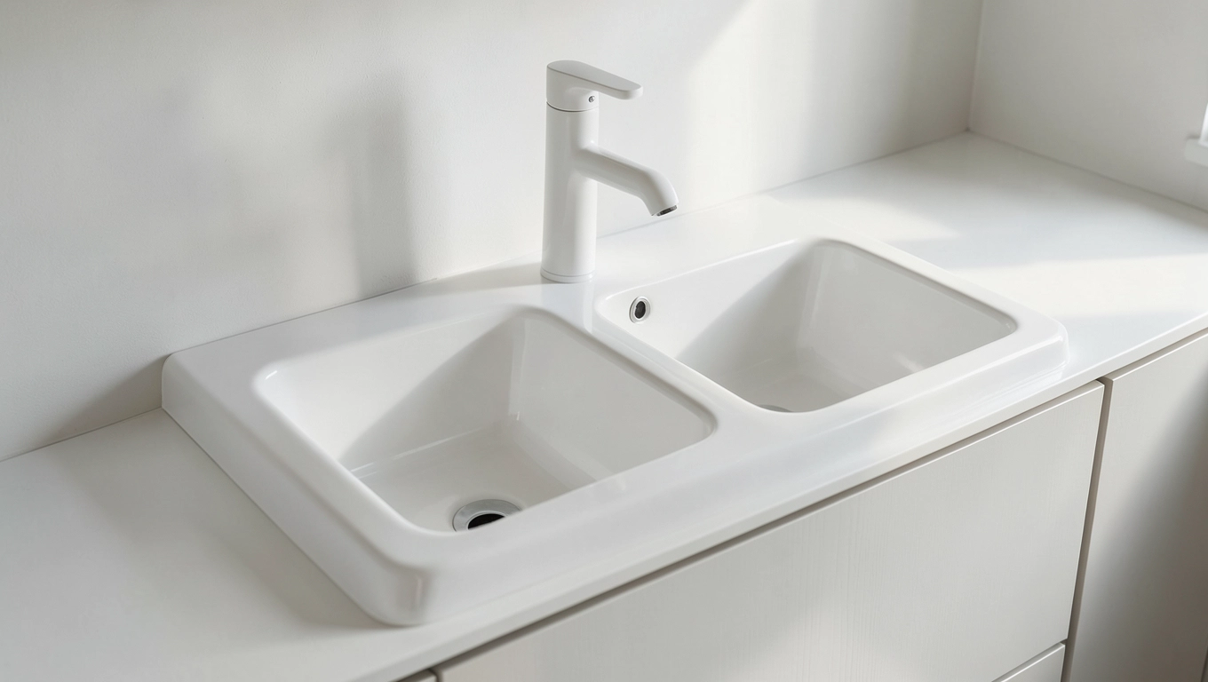 zlewozmywak dwukomorowy nakładany na szafkę 80x60 ceramiczny