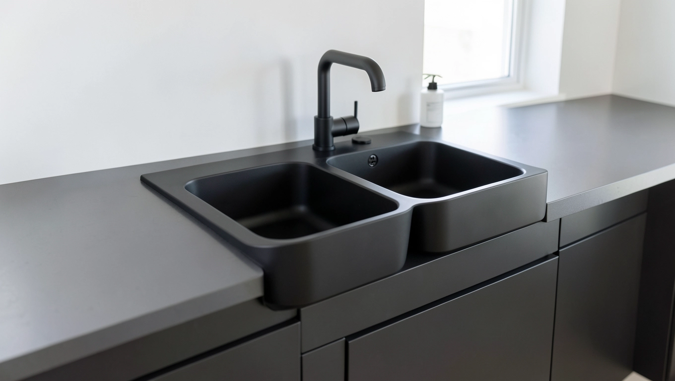zlewozmywak dwukomorowy nakładany na szafkę 80x60 czarny
