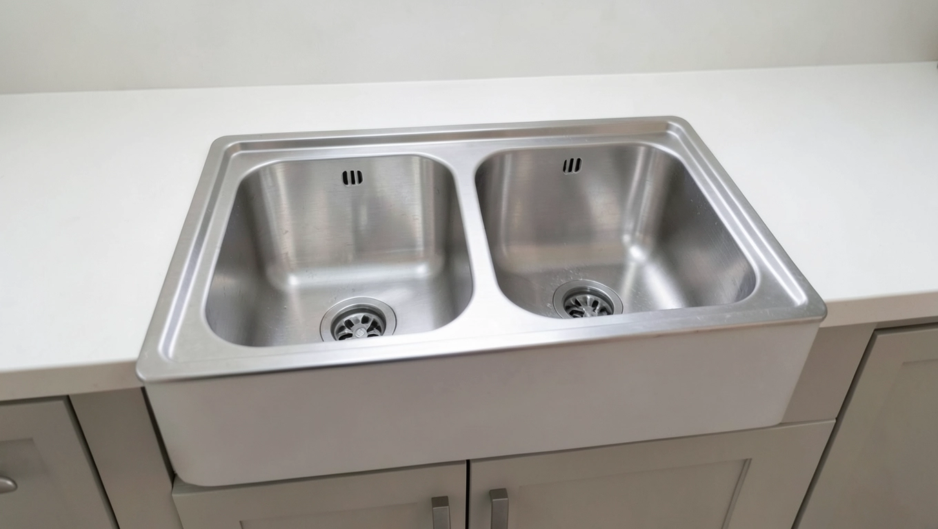 zlewozmywak dwukomorowy nakładany na szafkę 80x60